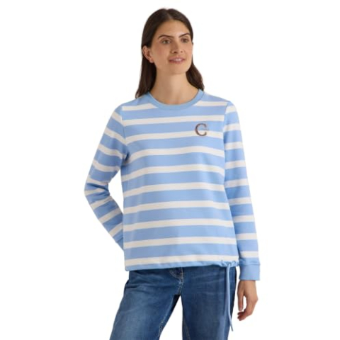 Cecil Sweatshirt met ronde hals en trekkoord, Blauw (Easy Blue), S