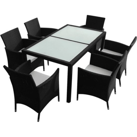 vidaXL-7-delige-Tuinset-met-kussens-poly-rattan-zwart