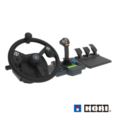 HORI - Farming Control System for PC (Windows 11/10) for Farming Simulator with Full-Size Steering Wheel, Control Panel & Pedals