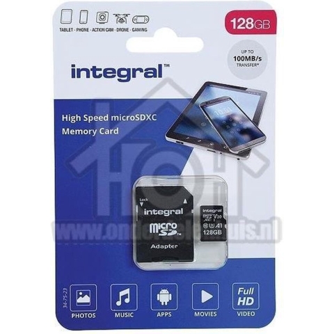 Integral Memory card High Speed, Class 10 (incl.SD adapter) Micro SDHC card 128GB 100MB/s