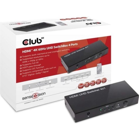 club3D CSv-1370 HDMI-switch 4 poorten 4096 x 2160 Pixel