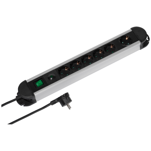 Vivanco Alu 6-voudig Stopcontact Professional Overspanningsbeveiliging. Stopcontact