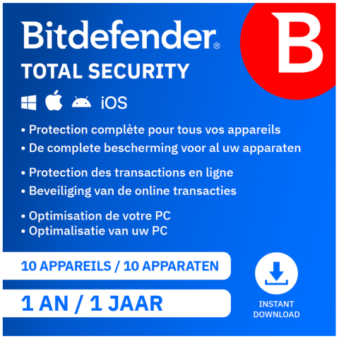 Bitdefender Total Security 10 Toestellen 1 Jaar Esd