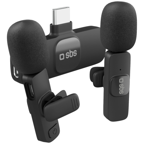 Sbs Kit 2 Draadloze Microfoon Type-c Ontvanger Black Microfoon Voor Smartphone