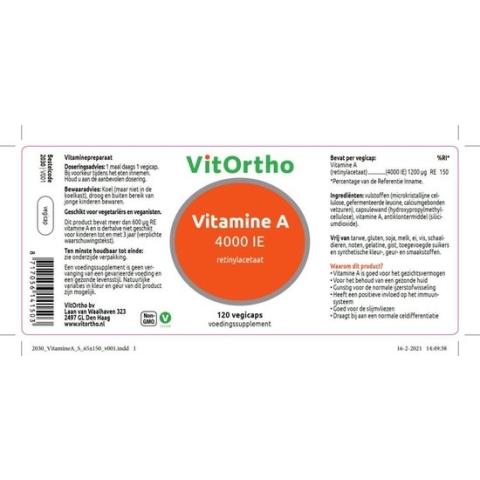 Vitortho Vitamine A 4000 IE 120 capsules