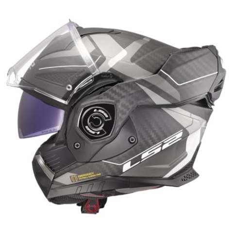 LS2, Modulaire motorhelm ADVANT X CARBON HORIZON Silver Grey, L