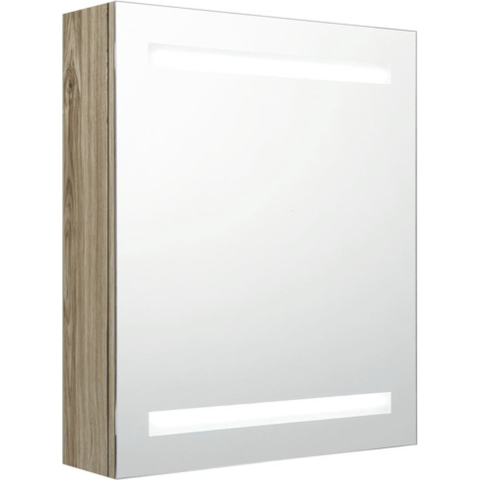 VidaXL Badkamerkast met spiegel en led 50x14x60 cm eikenkleurig