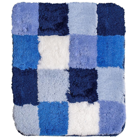 Wicotex bidetmat 50x60 cm blauw, wit geblokt