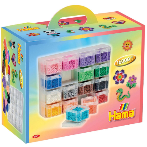 Hama midi strijkkralen opbergbox met 16 kleuren kralen
