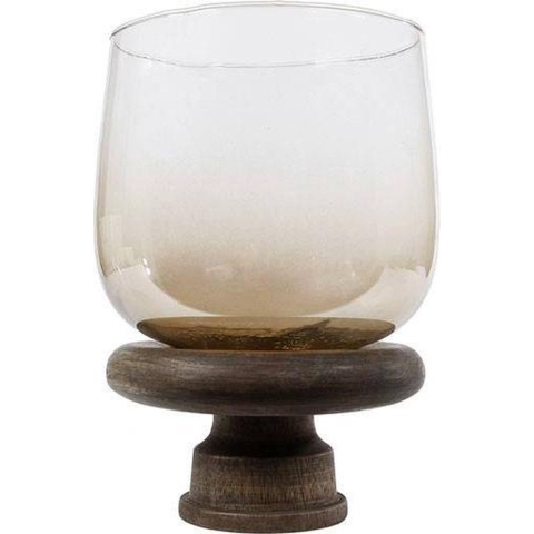 Kandelaar sokkel metallic glas