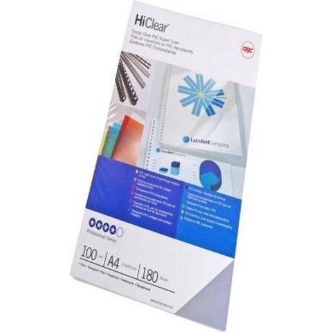 GBC - hiclear omslagen | ft a4 | pvc | 150 micron | pak van 100 stuks | transparant