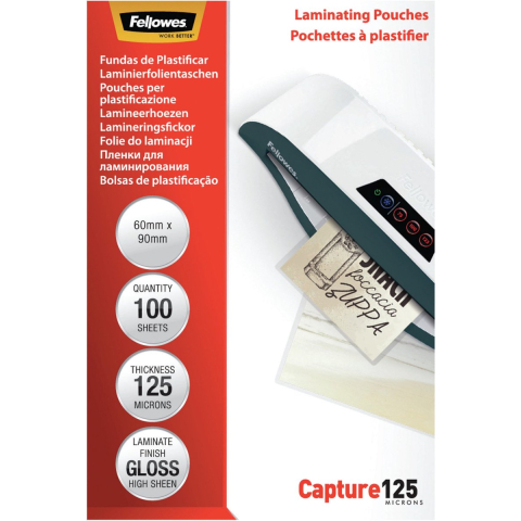 Fellowes lamineerfolie 60x90 mm - glanzend - 125 micron - 100 stuks