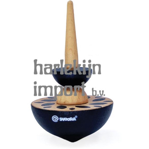 Houten tol geom zwart. 8 x 5 x 15 cm. 5+