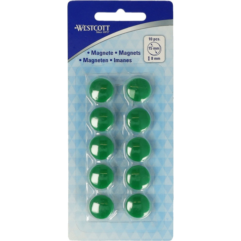Westcott magneten - ø 15x8mm - groen - 10 stuks - ac-e10805
