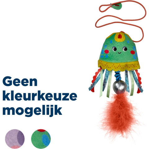 Kong teaser jellyfish - kattenspeelgoed - 2.54x8.89x19.69 cm assorti multi-color