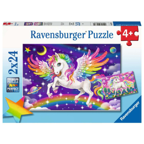 Ravensburger puzzel unicorn and pegasus - legpuzzel - 2x24 stukjes