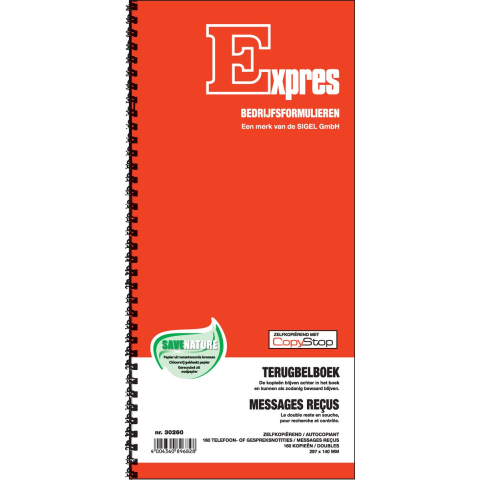 Terugbelboek Sigel Geel 29,7 x 14 cm Graph