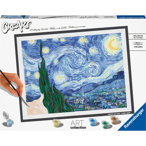 Ravensburger the starry night (van gogh) - schilderen op nummer voor volwassenen