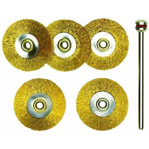 PROXXON drahtrundbürstensatz brass round brush set d=22mm 5 pcs.