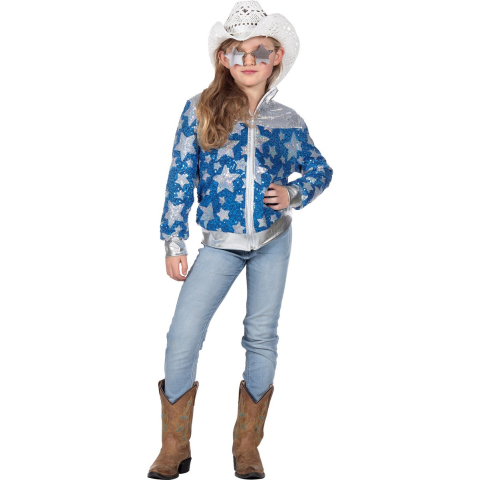 Glamorous blauw pailletten jasje sterren