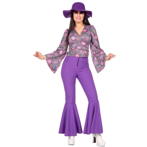 Blouse flower power paars
