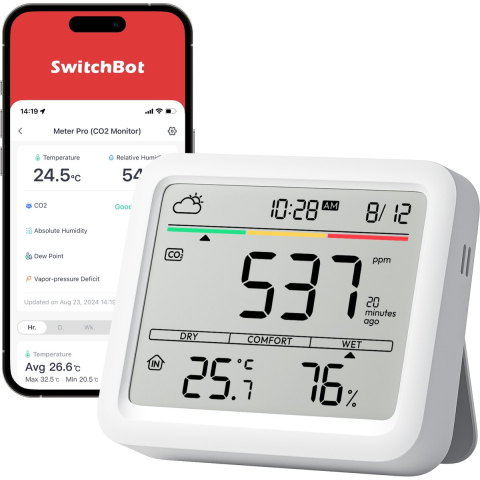 SwitchBot - meter pro - slimme omgevingsmeter - inclusief co2
