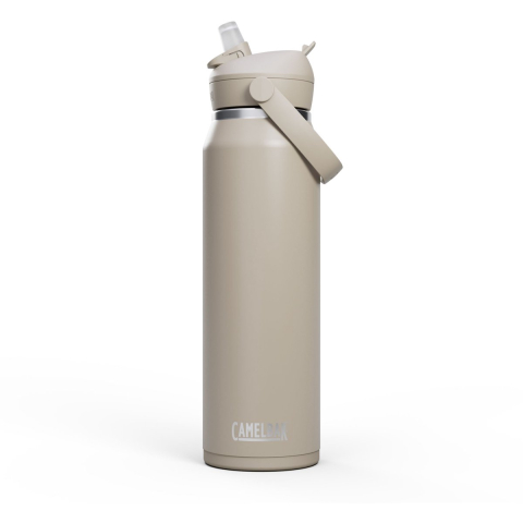 Camelbak thrive flip straw drinkfles - 1 l - rvs - met rietje - isolatie waterfles - beige