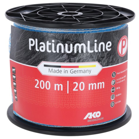 AKO Producten/ platinumline schriklint 20 mm wit blauw 200m