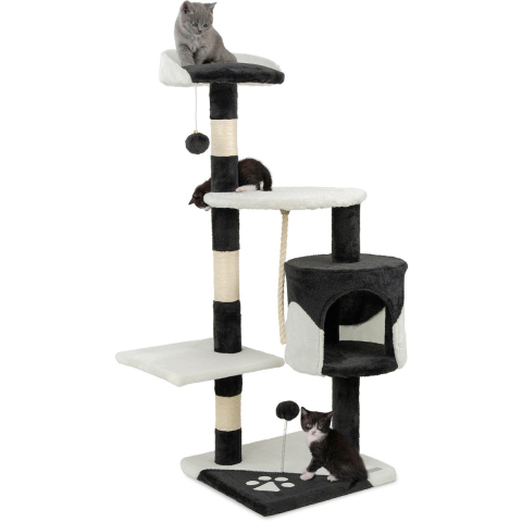 Lionto krabpaal, 112cm zwart/wit voor katten