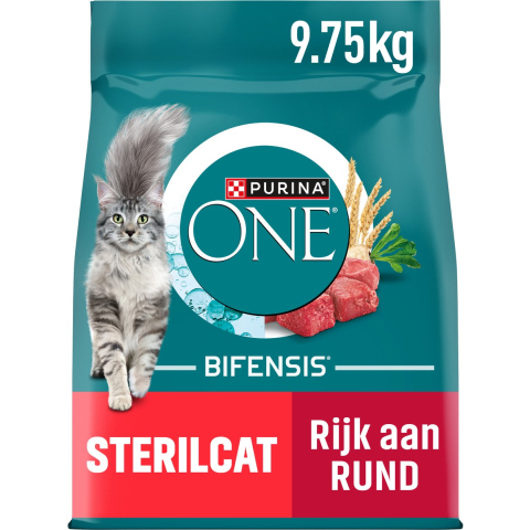 2x9,75kg Sterilcat met Rund Purina One Kattenvoer