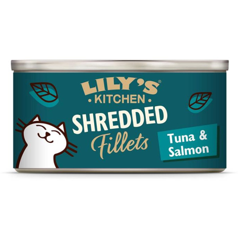 24x70g Lily's Kitchen Versnipperde Filets Tonijn & Zalm natvoer voor katten