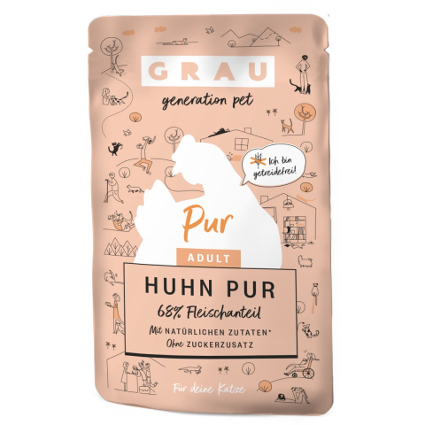 GRAU Adult Graanvrij 16 x 125 g Kattenvoer - Kip Puur