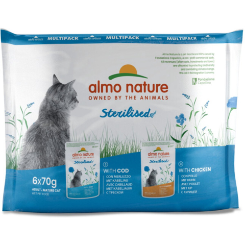 24x70g Sterilised Kip & Kabeljauw Almo Nature Holistic Kattenvoer