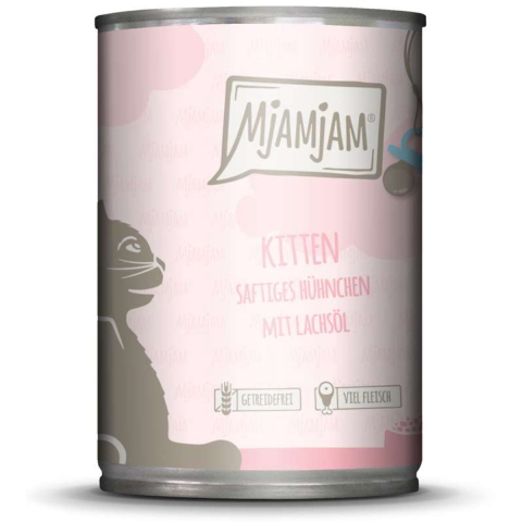 6x400g MjAMjAM Kitten Sappige Kip met Zalmolie Nat Kattenvoer