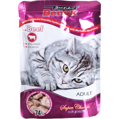 48x 100g Super Benek Super Chunks Rund in Saus Katten Natvoer