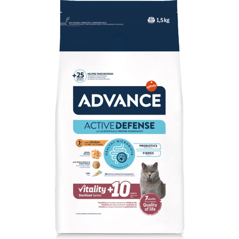 1,5kg Advance Sterilized Senior +10 met Kip droog kattenvoer