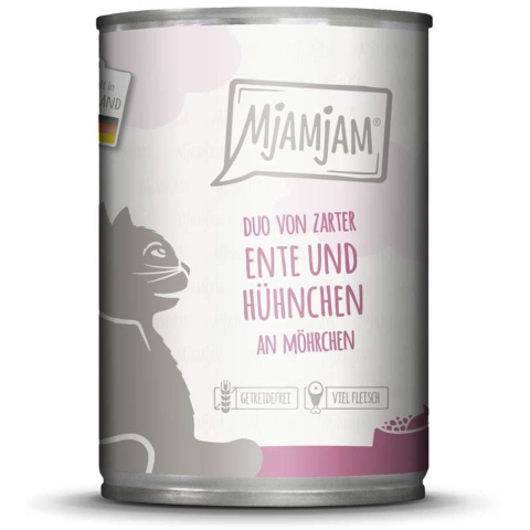 24x400g MjAMjAM Duo tender duck & chicken on carrots nat kattenvoer