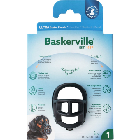 Muilkorf Baskerville Ultra 2.0 - Maat 1: Bijv. Yorkshire Terrier, Malteser