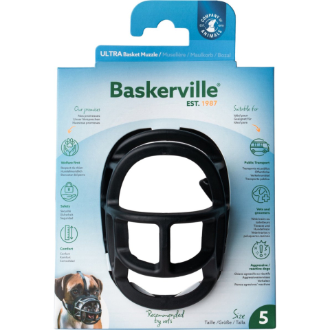 Muilkorf Baskerville Ultra 2.0 - Maat 5: Bijv. Labrador, Herdershond