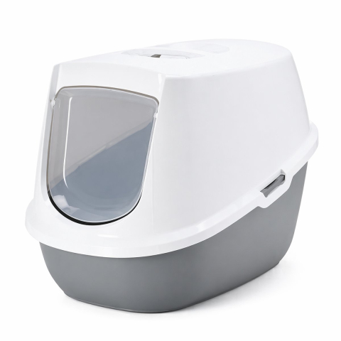 Savic kattenbak Robin - Startersset: Toilet grijs/wit + 2 filters + 12 Opbergen