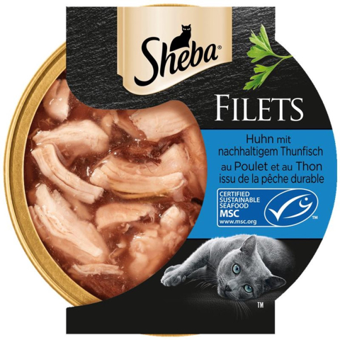 16x60g Kip/Tonijn Fijne Filets Sheba Kattenvoer