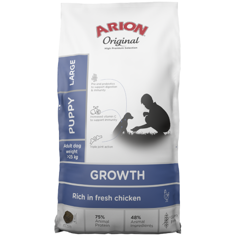2x12kg Arion Original Growth Large Breed Kip hondenvoer droog