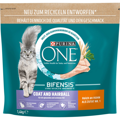 3x1,4kg Vacht & Haarbal Purina ONE Kattenvoer