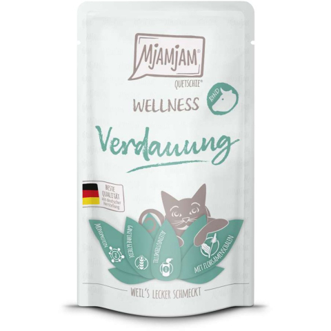 12x 125g MjAMjAM Wellness Digestion - Rund nat kattenvoer