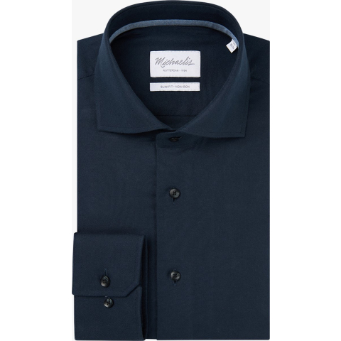 Michaelis slim fit heren overhemd - dobby - groen - Strijkvriendelijk - Boordmaat: 40