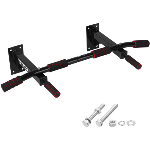 TTD® Premium Pull Up Bar – Wandmontage Dip Station – Tot 250KG – Home Workout – Zwart/Rood
