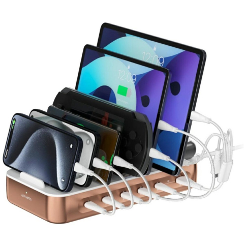 4smarts Charging station Team 100W 1x USB-A port 5x USB-C ports includes 6 cables copper