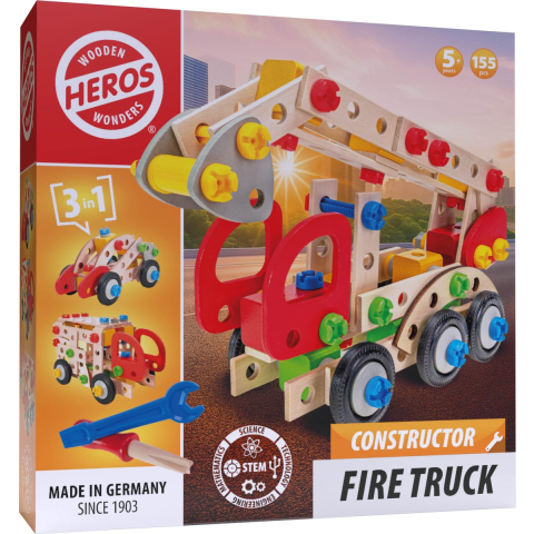 Heros Constructeur - 3-in-1, brandweerwagen, 155 stukken