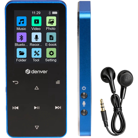 DENVER MP-1830BU BLUE - MP4 media player with built-in bluetooth and rechargeable battery - MP3 afspeler 4 GB