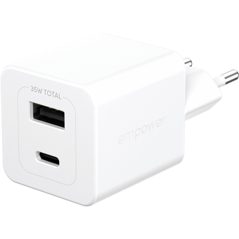 empower by PanzerGlass Turbo 35W Charger incl. USB-C + USB-A | EU Plug | Silver White